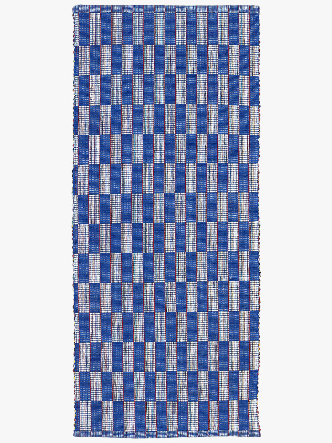 Klotthe Blue Rectangular Geometric Cotton Anti-Skid Rugs