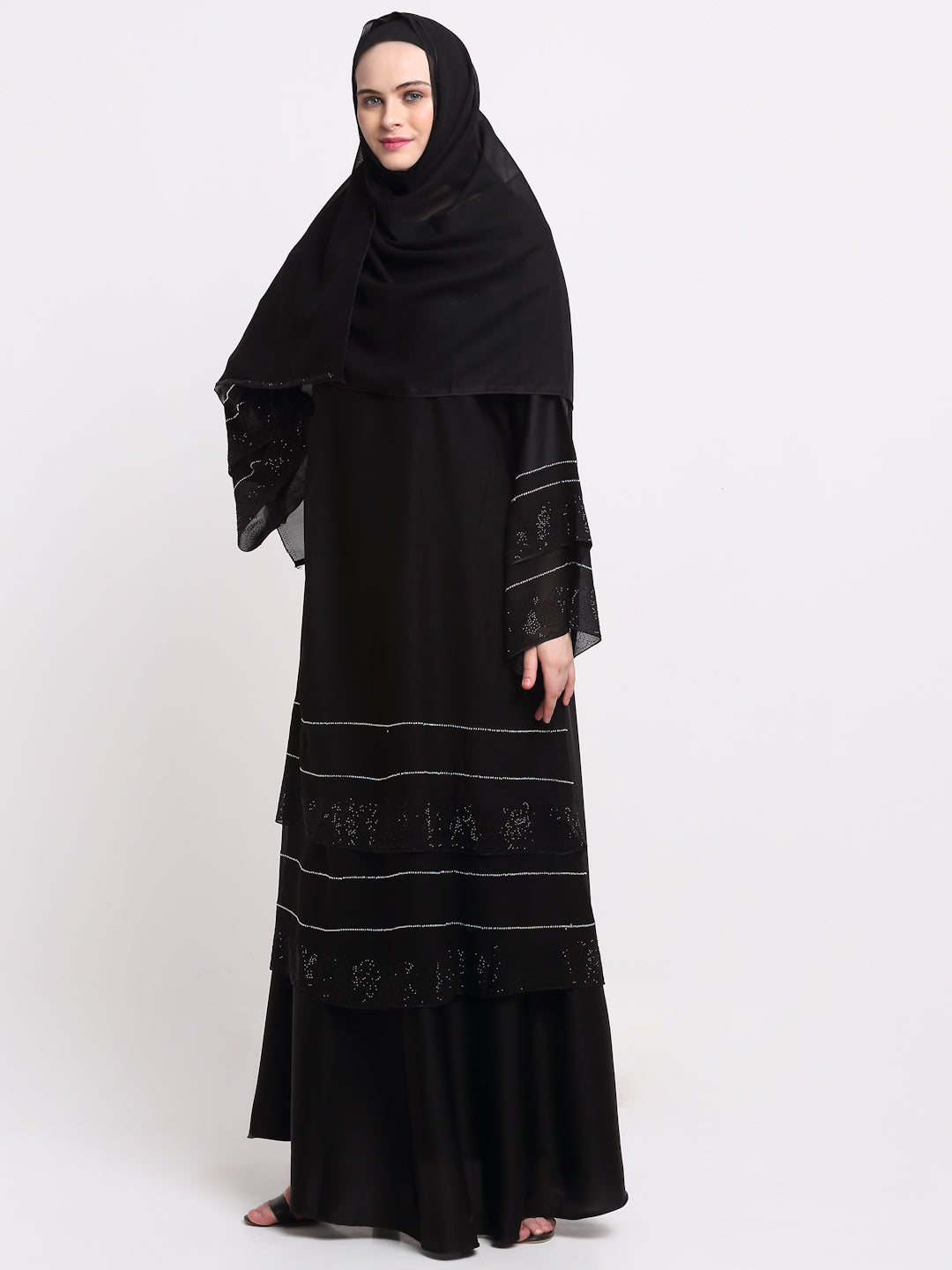 Klotthe Women Black Solid Burqa With Scarf