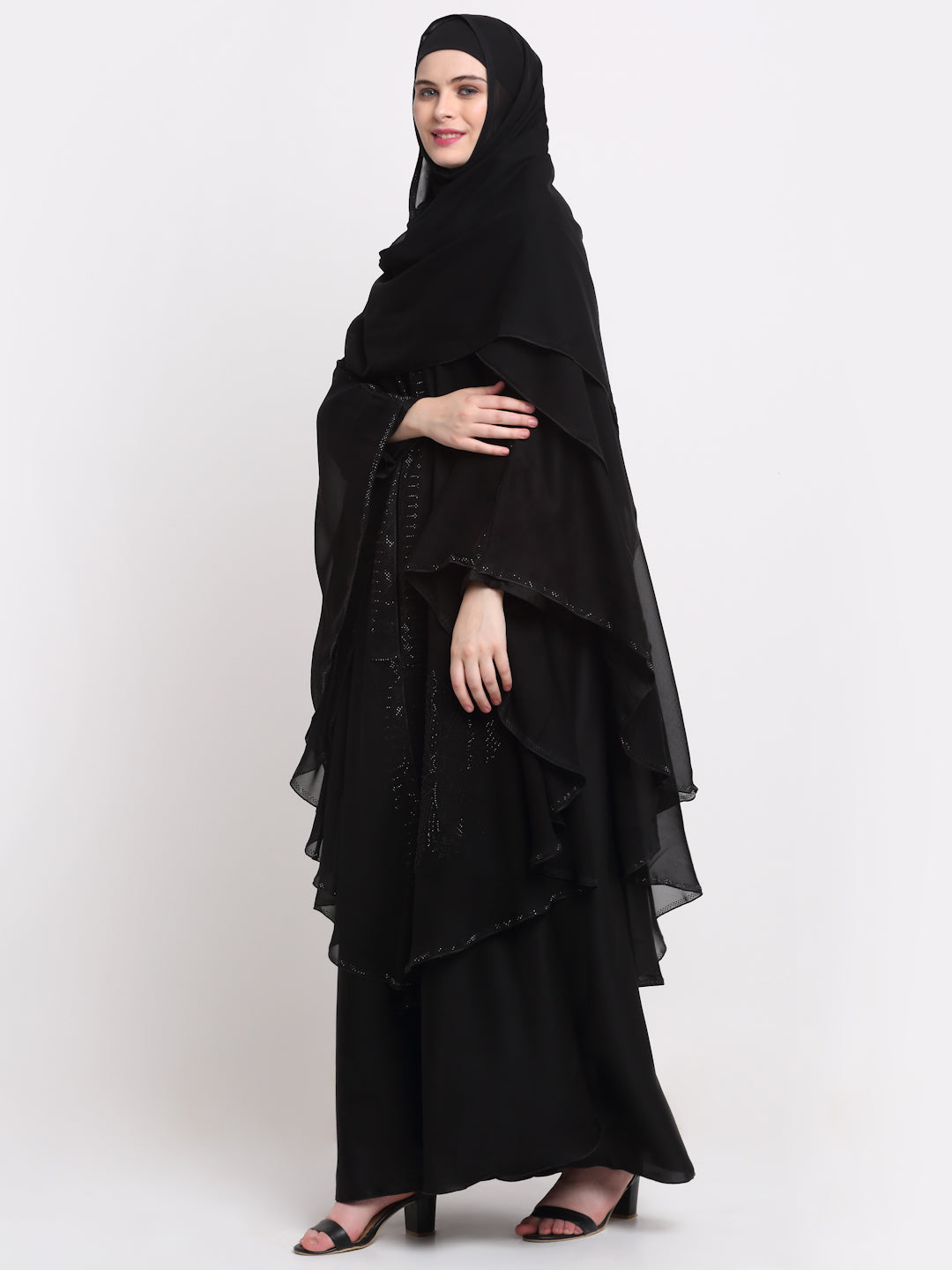 Klotthe Women Black Solid Burqa With Scarf