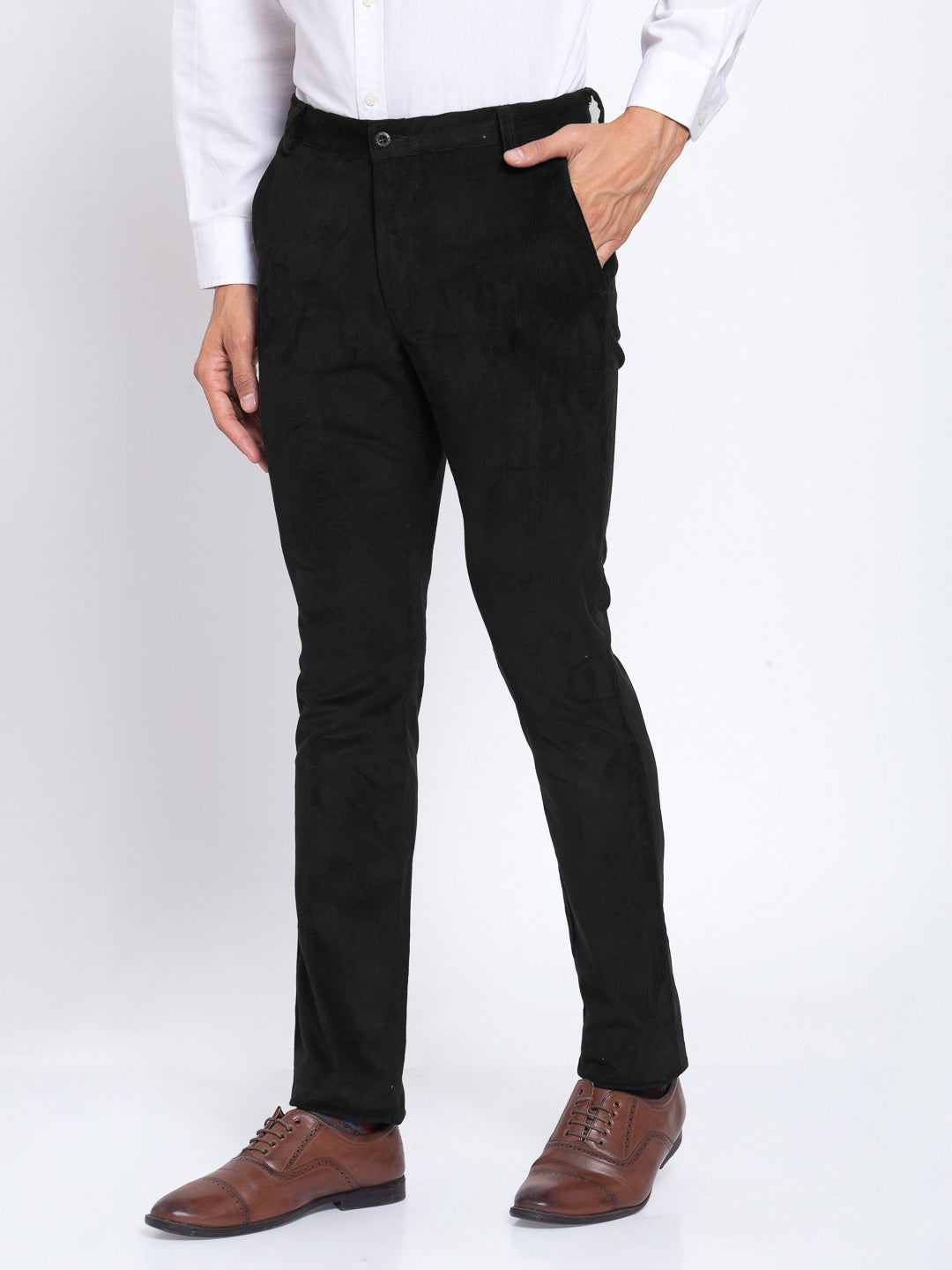 KLOTTHE Black Cotton Solid Trousers