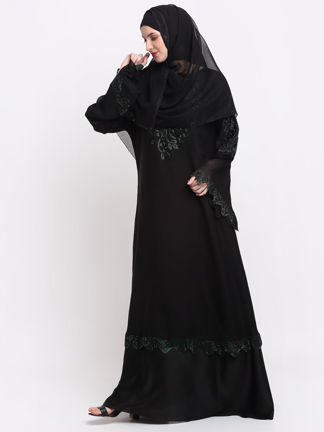 Klotthe Women Black Solid Burqa With Scarf