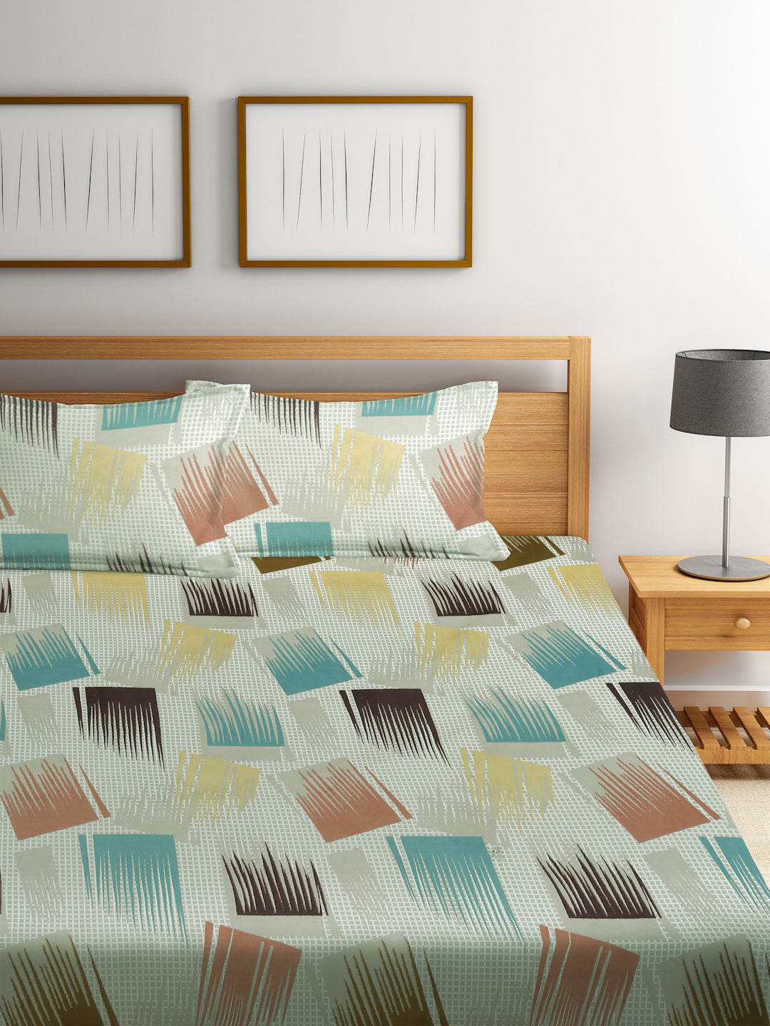 Book Fold King Size Elastic Fitted Bedsheet with Two Pillow Covers by KLOTTHE® (245 x 225 CM) (Latest Collection)