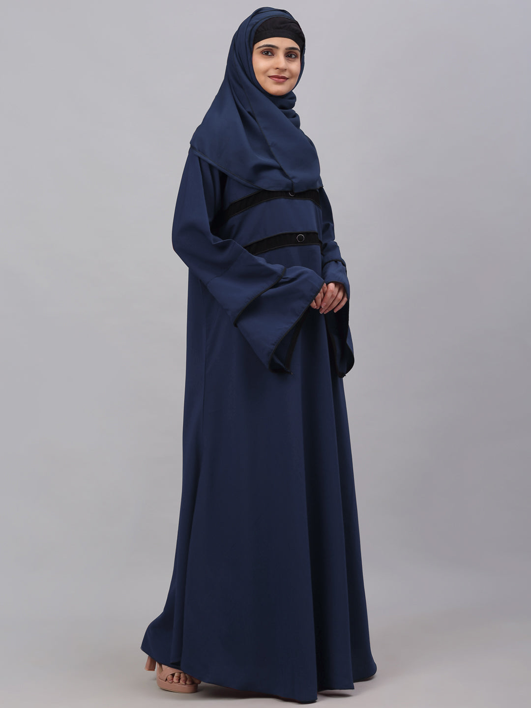 Klotthe Women Blue Embellished Burqa With Scarves