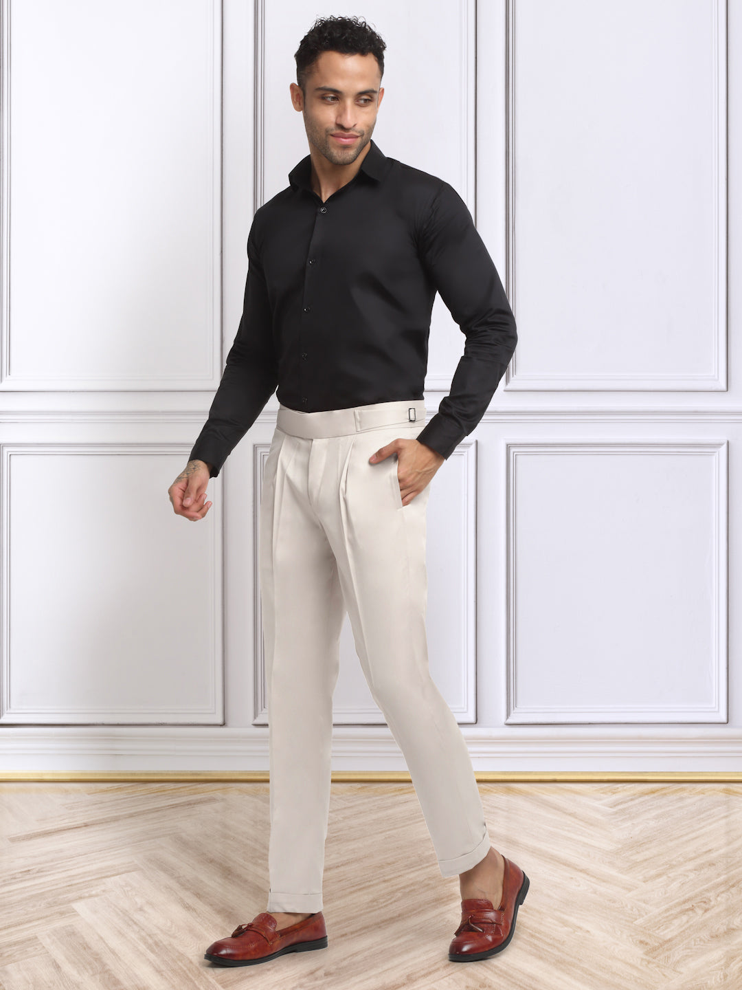 Italian Style Formal Gurkha Pant-Cream