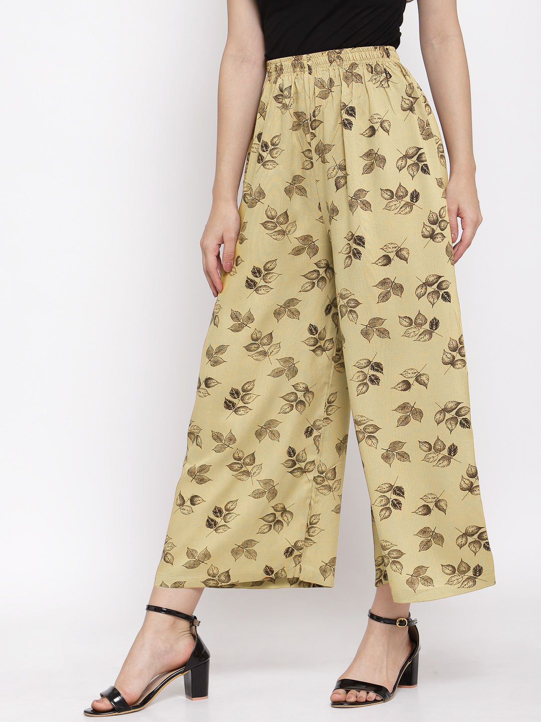 KLOTTHE Women Beige Wide Leg Palazzos