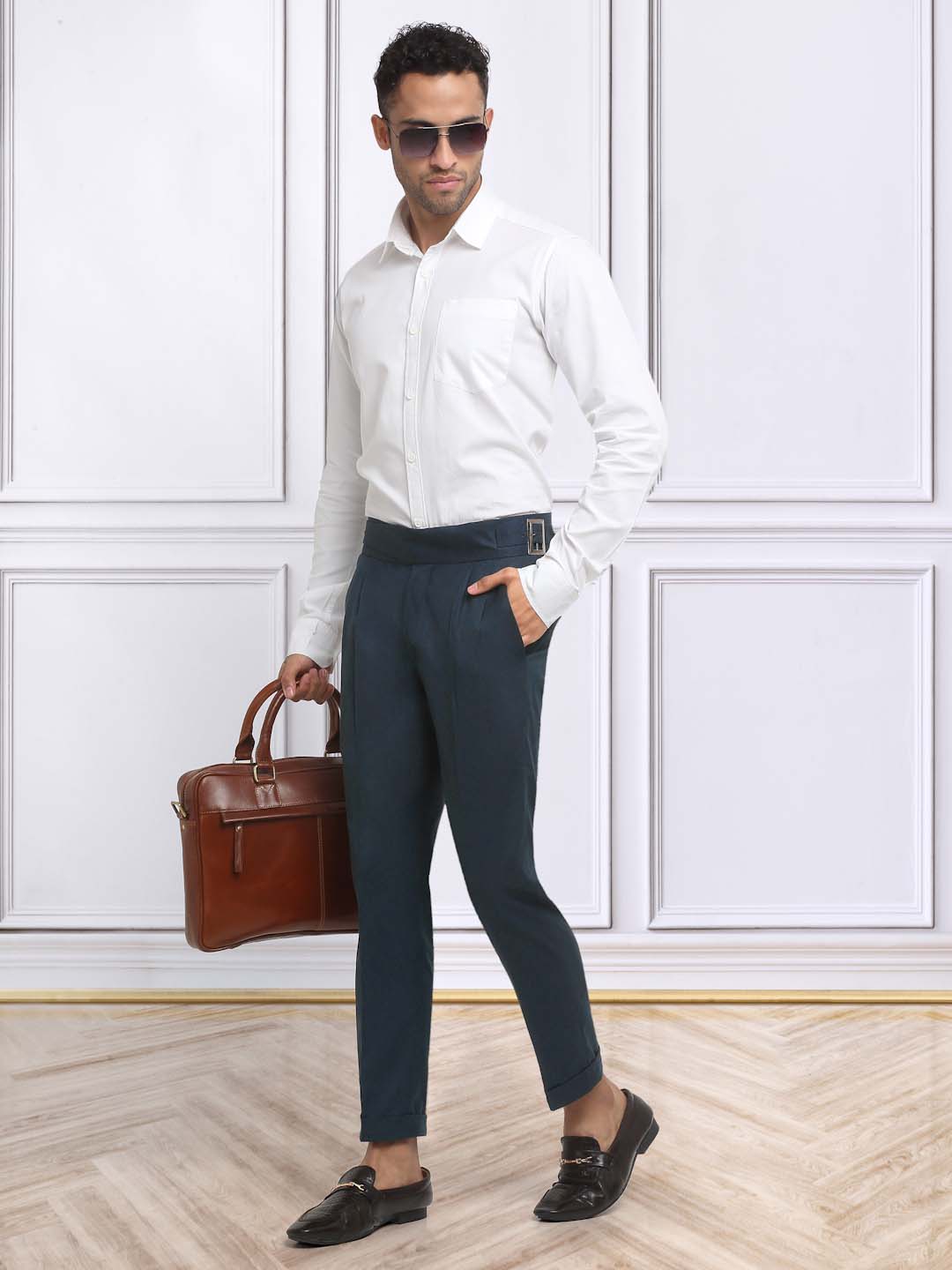 Italian Style Formal Gurkha Pant-NavyBlue