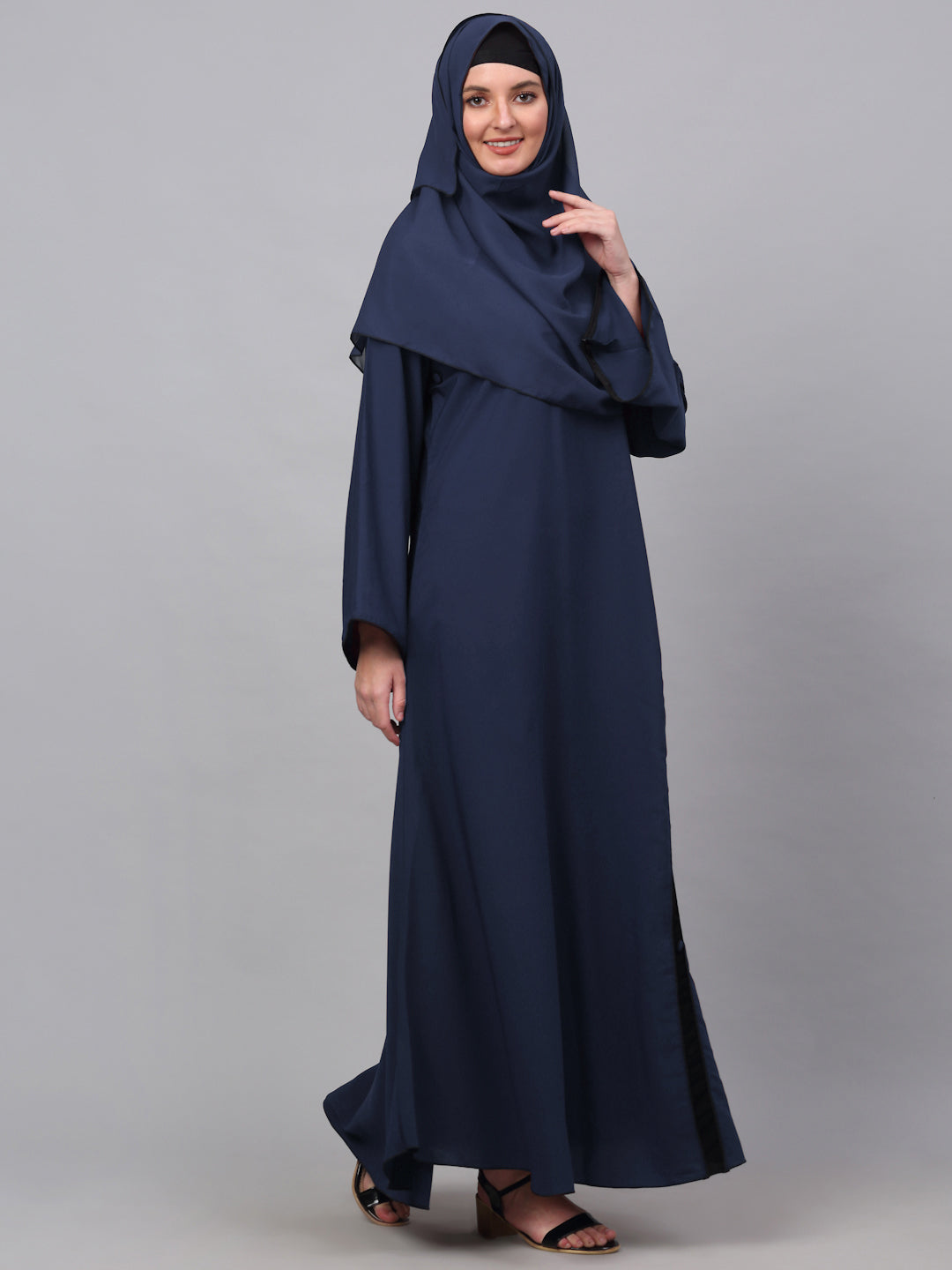 Klotthe Women Blue Embellished Burqa With Scarves