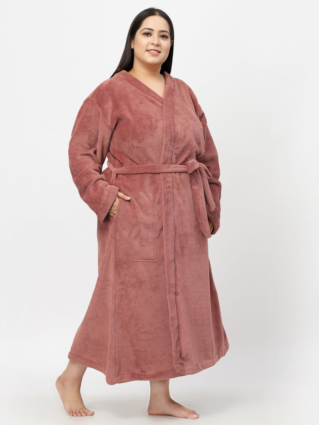 Klotthe Women Rust Solid Bath Robe With Belt
