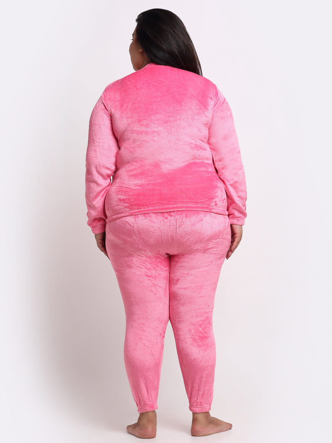 Klotthe Women Light Pink Solid Wool Blend Night Suit