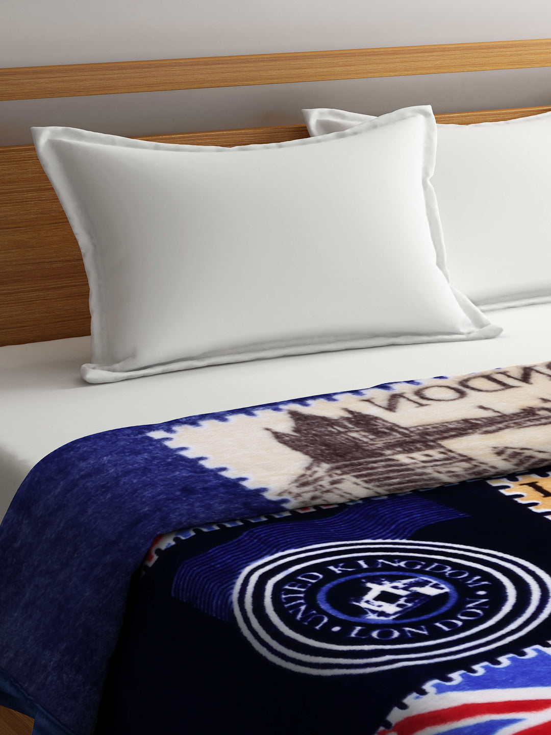 Klotthe Unisex Blue Abstract Mild Winter 600 GSM Double Bed Blanket