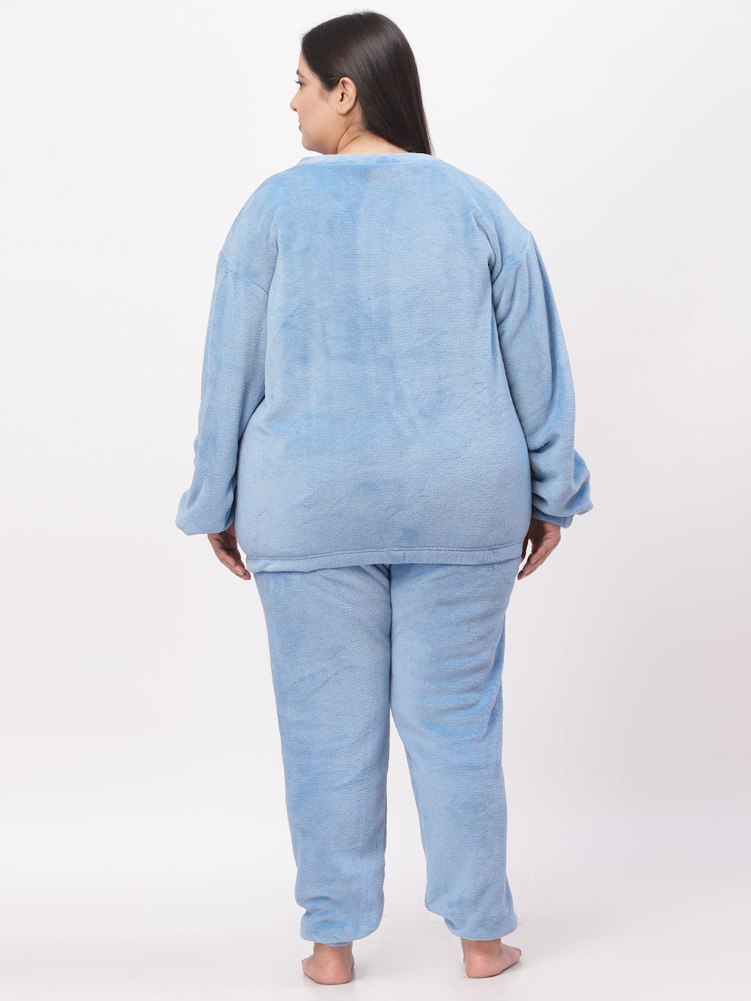 Klotthe Women Blue Wool Blend Solid Night Suit
