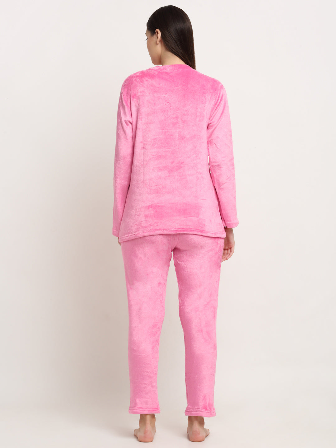 Klotthe Women Light Pink Solid Wool Blend Night Suit
