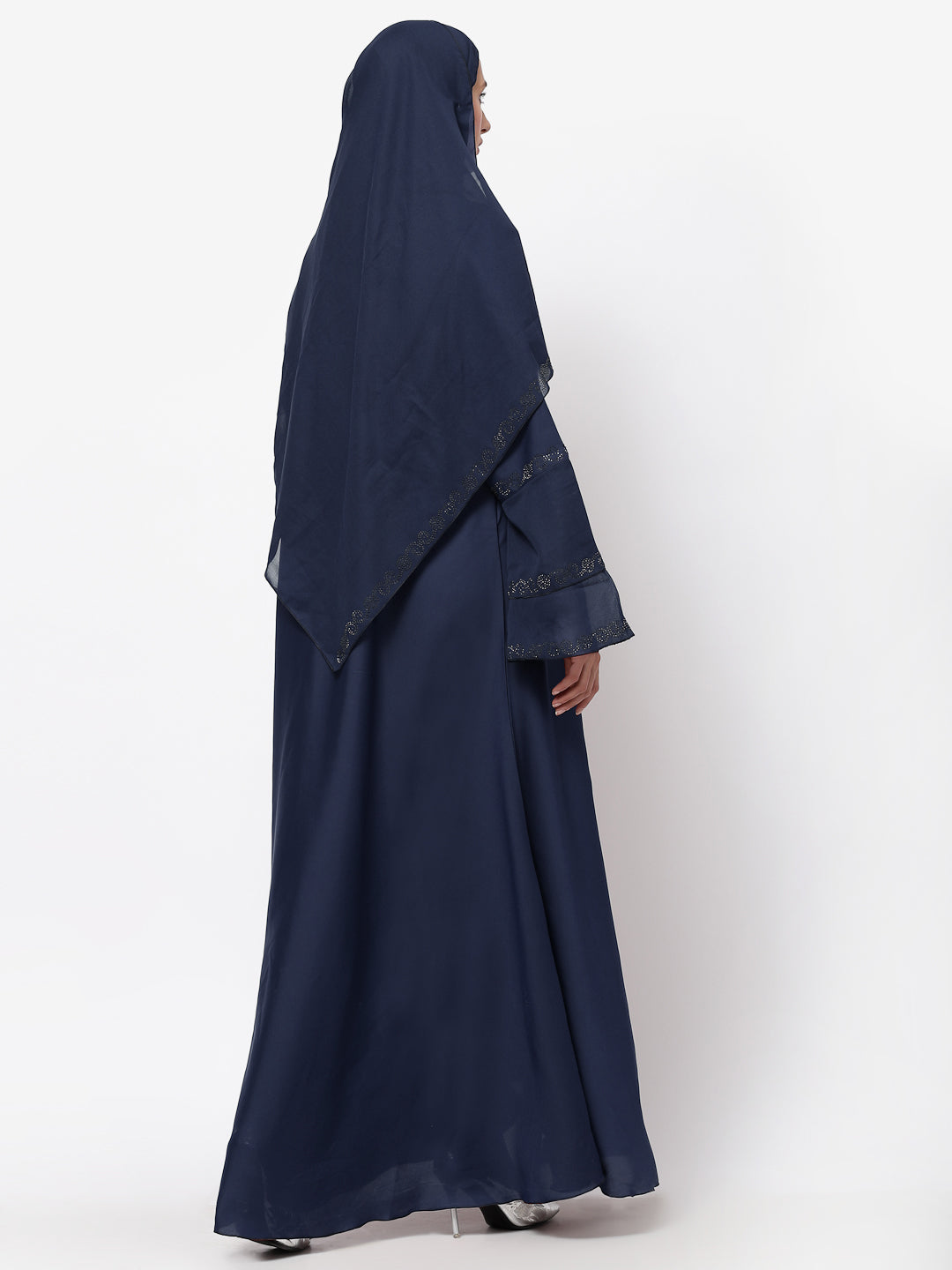 Klotthe Women Blue Embellished Burqa With Scarves