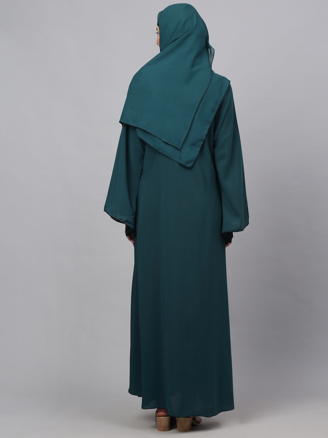 Klotthe Women Turq Embellished Burqa With Scarves