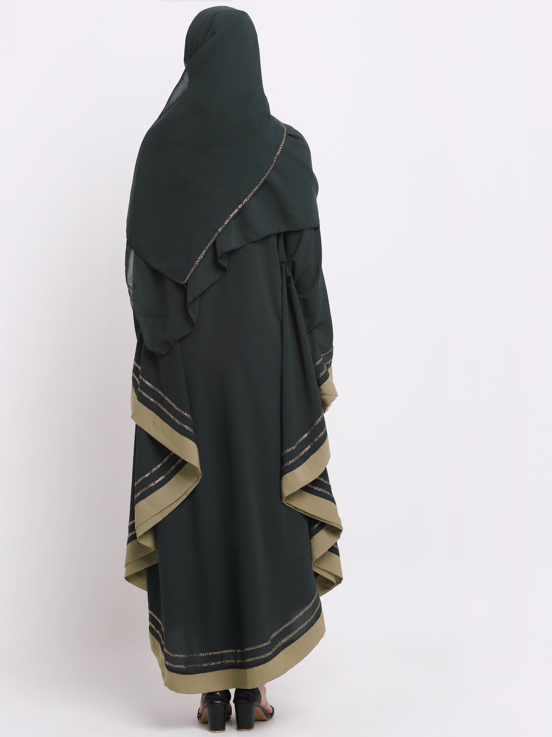 Klotthe Women Grey Embellished Burqa With Scarves