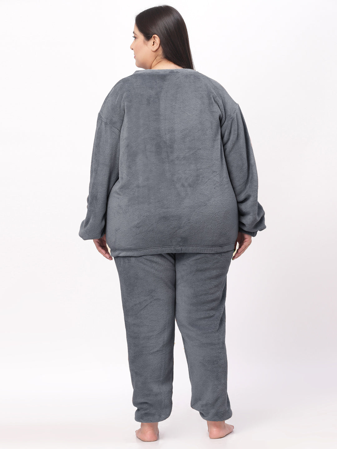Klotthe Women Grey Wool Blend Solid Night Suit