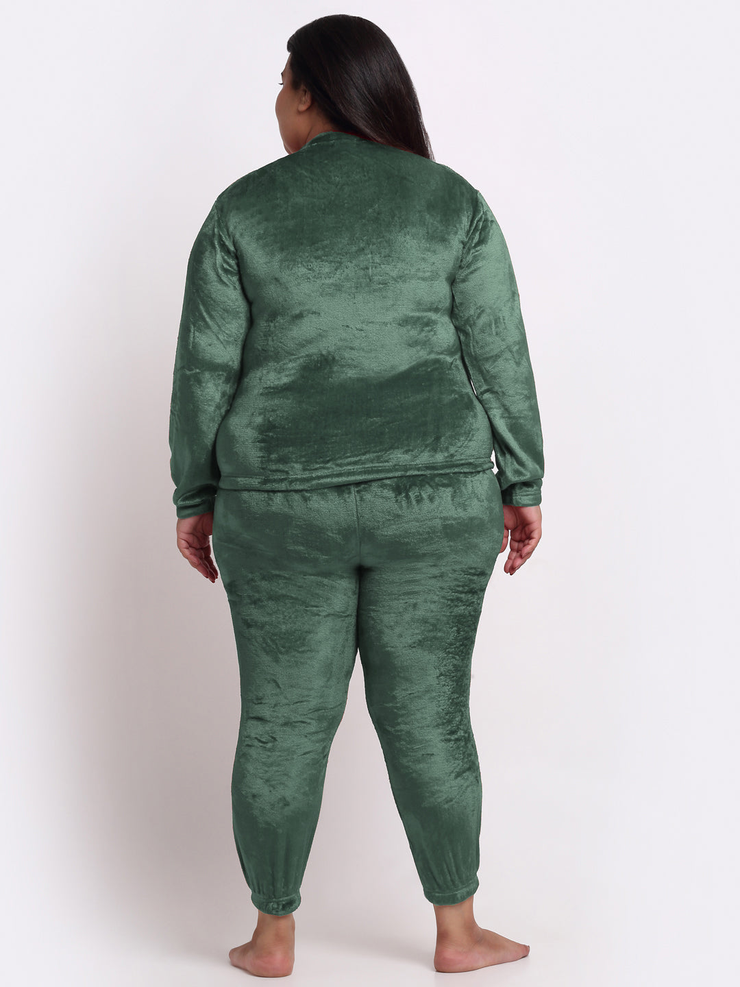 Klotthe Women Green Solid Wool Blend Night Suit