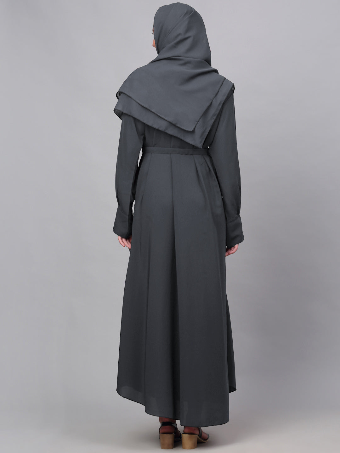 Klotthe Women Grey Embellished Burqa With Scarves