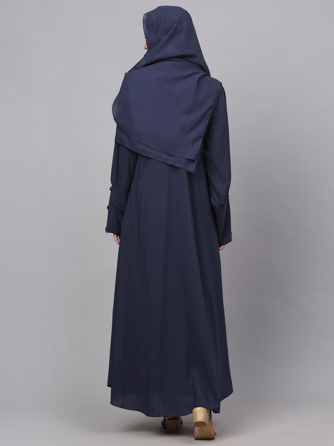 Klotthe Women Blue Embellished Burqa With Scarves