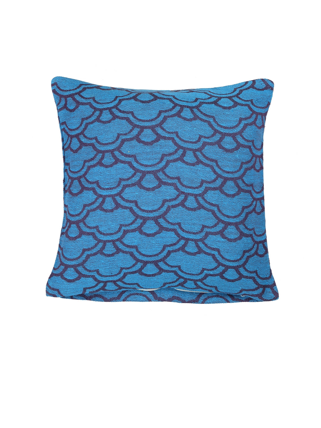 KLOTTHE Set of Five Blue Poly Cotton Cushion Covers With Microfibre Fillers (40X40 cm)