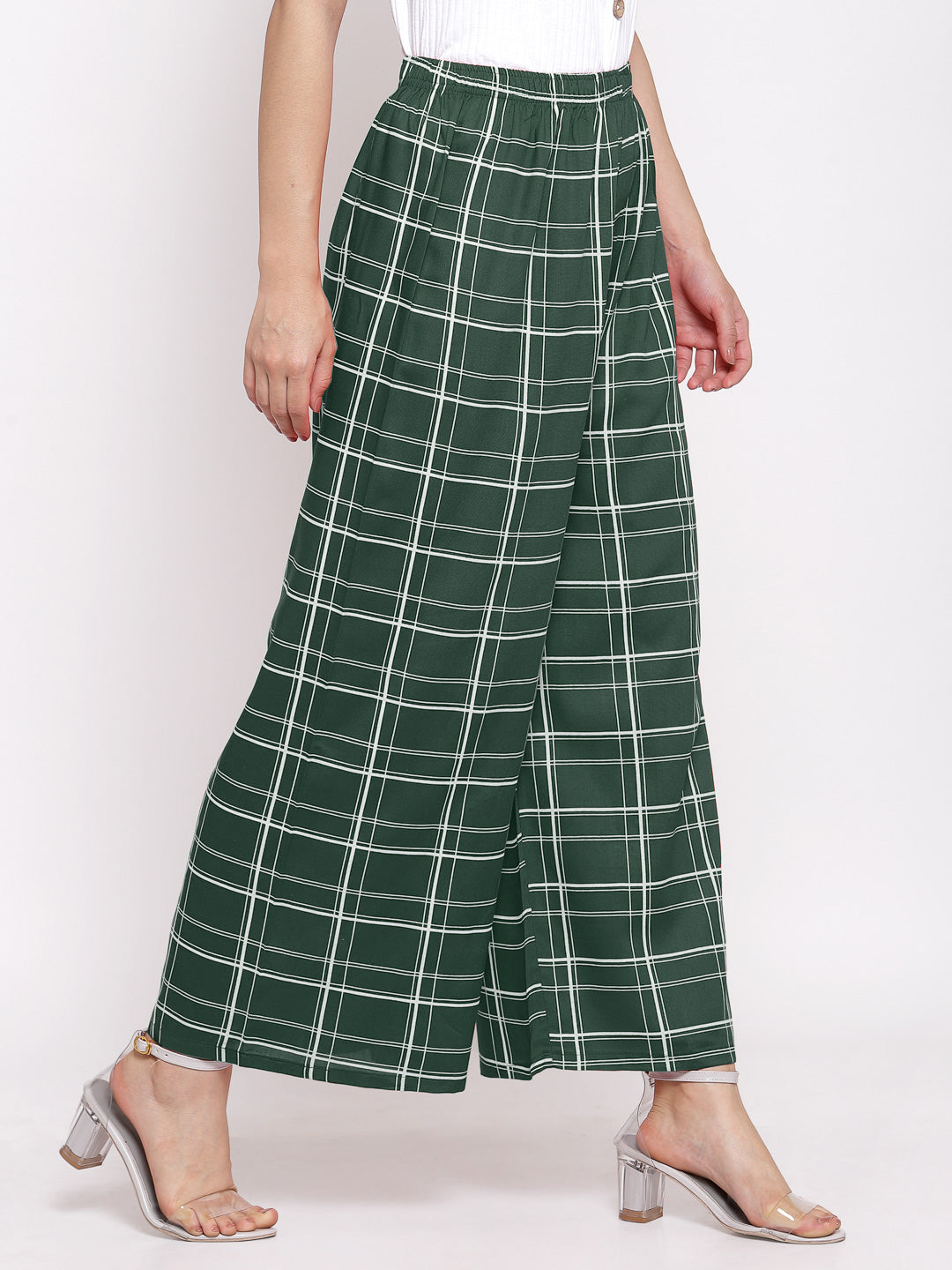 KLOTTHE Women Green Wide Leg Palazzos