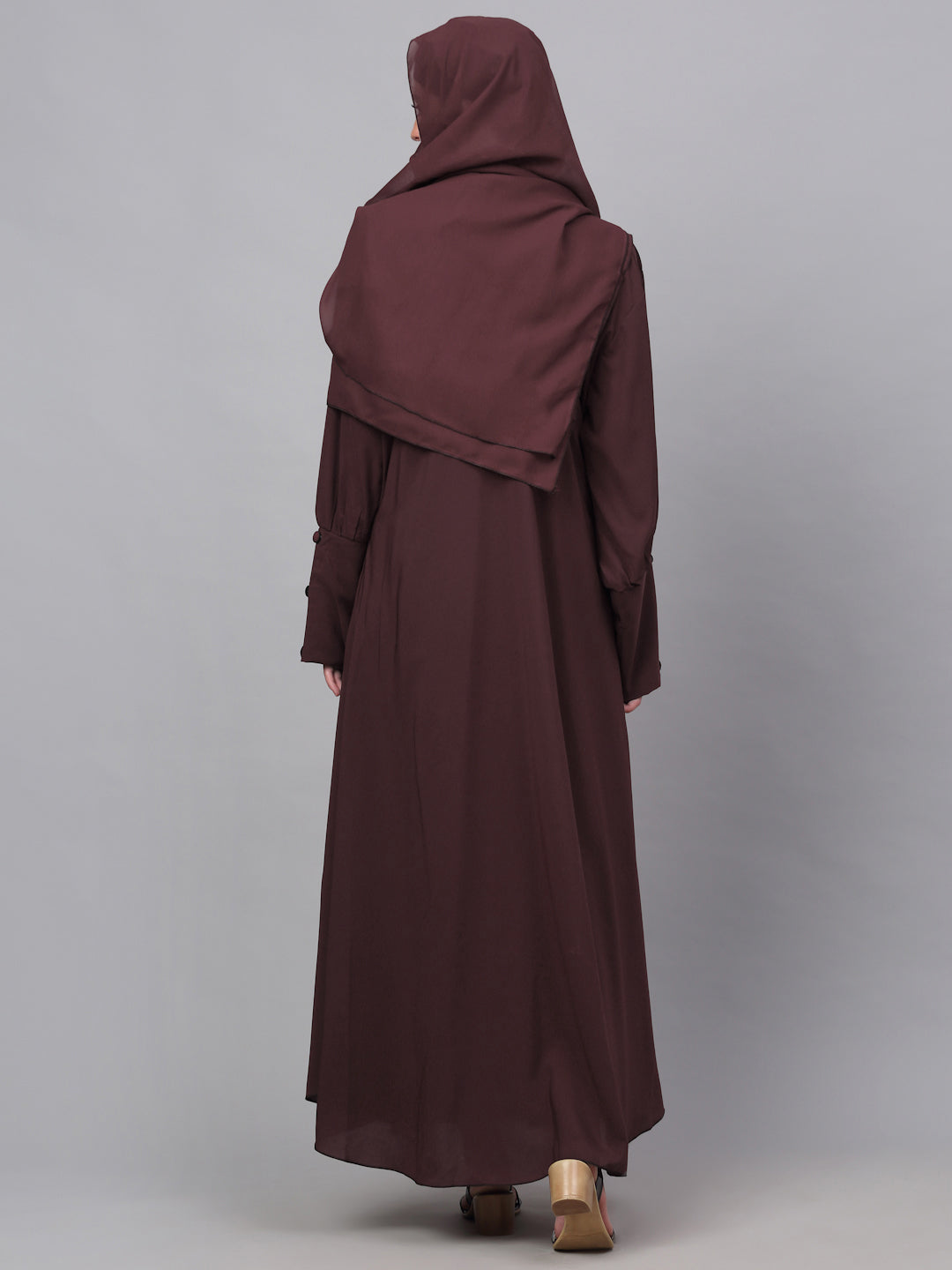 Klotthe Women Maroon Embellished Burqa With Scarves