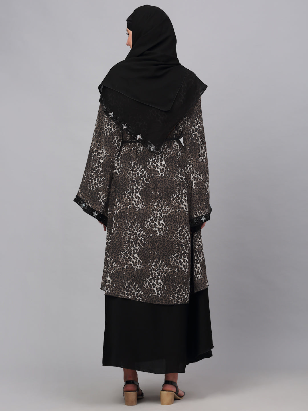 Klotthe Women Multicolor Embellished Burqa With Scarves