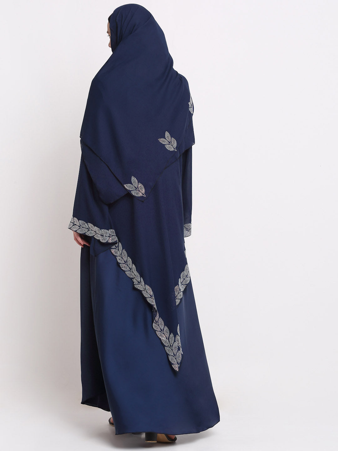 Klotthe Women Navy Blue Solid Burqa With Scarf