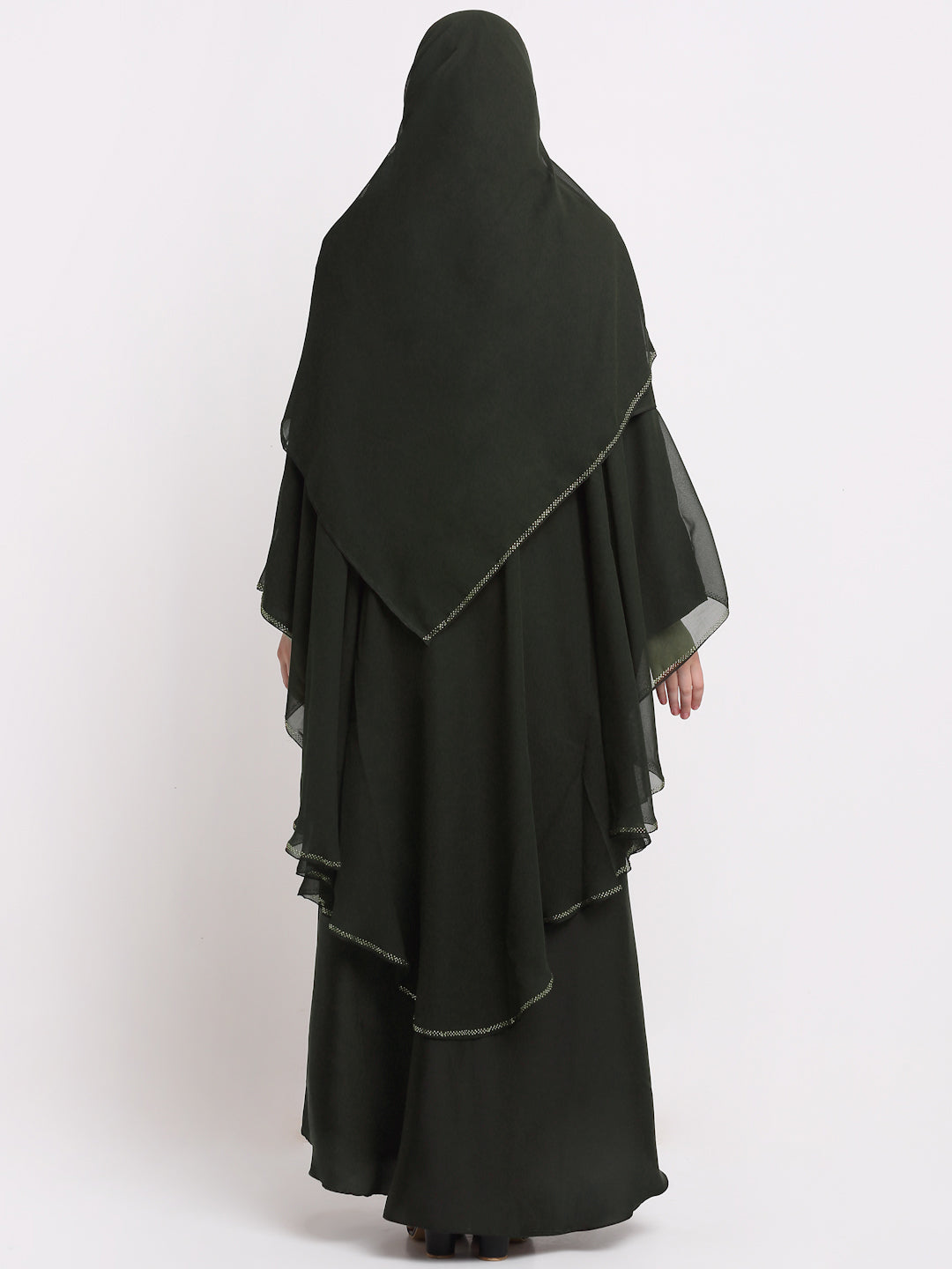 Klotthe Women Green Solid Burqa With Scarf