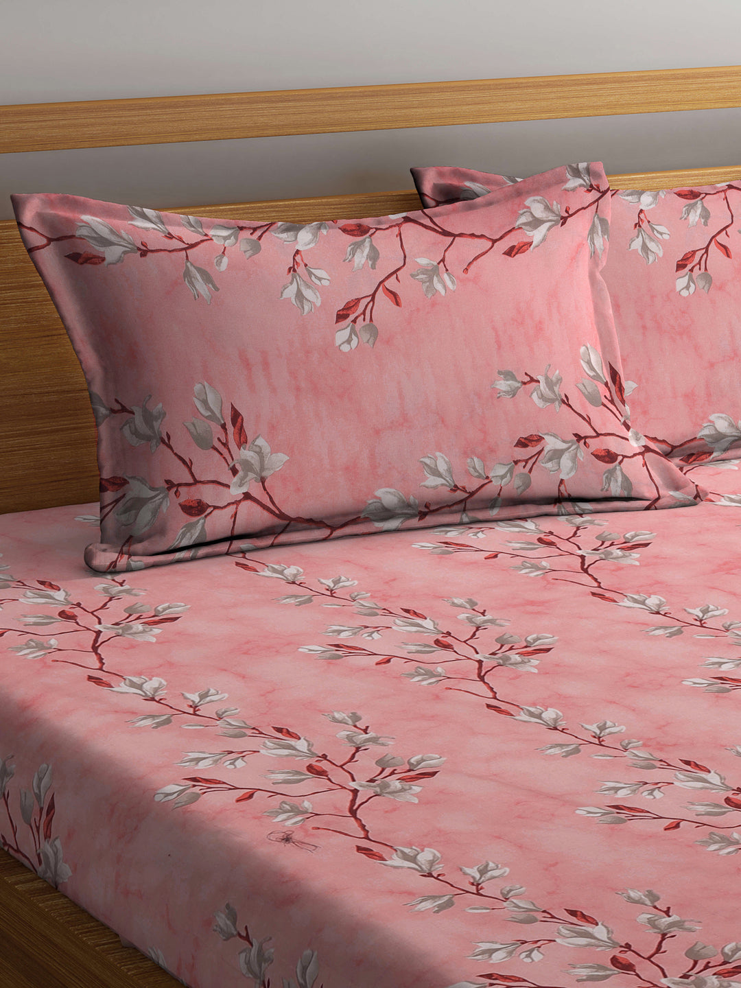 Klotthe Multicolor Floral 400 TC Pure Cotton Fitted Double Bedsheet with 2 Pillow Covers