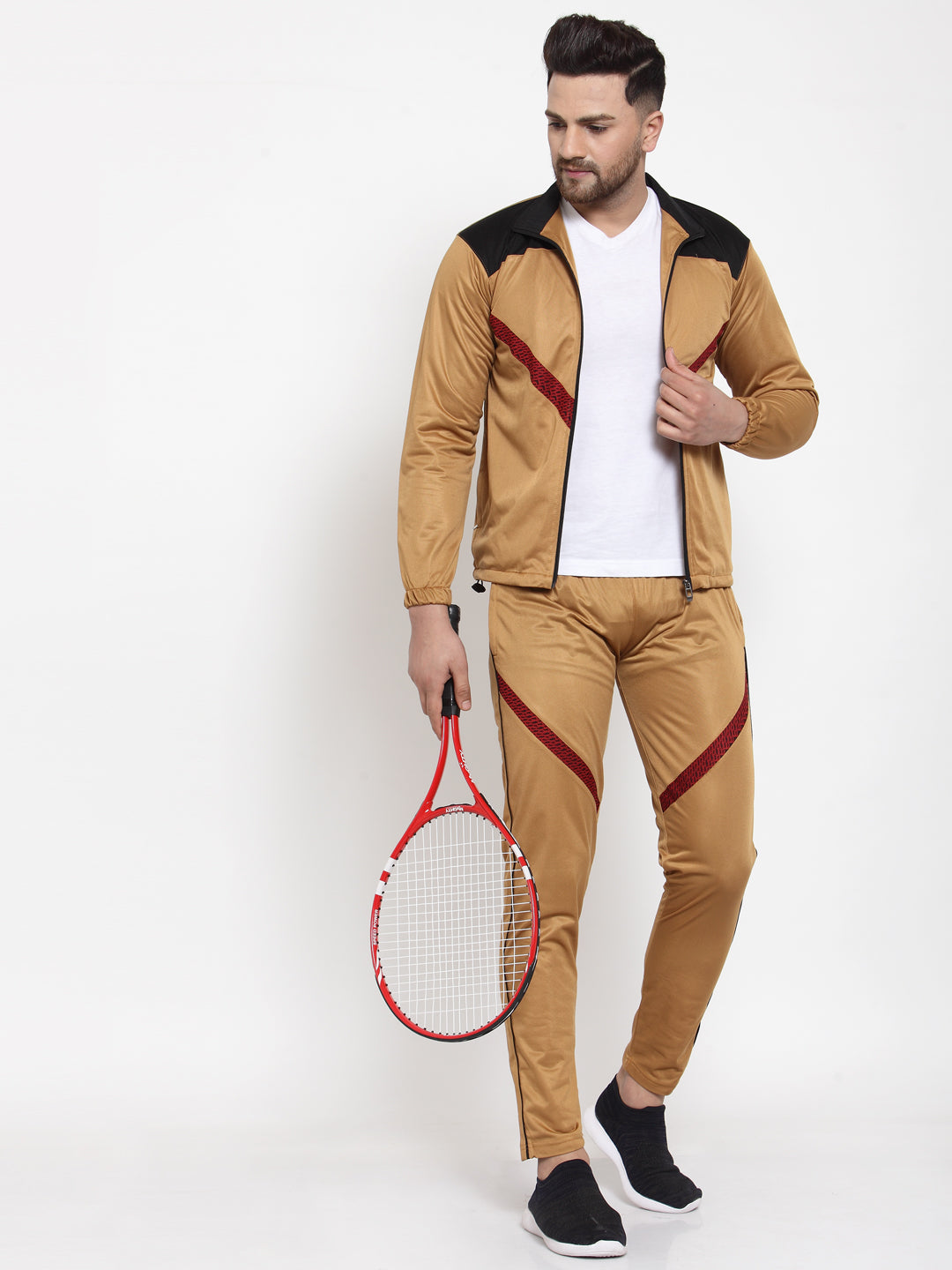 KLOTTHE Mustard Polyester Solid Tracksuit