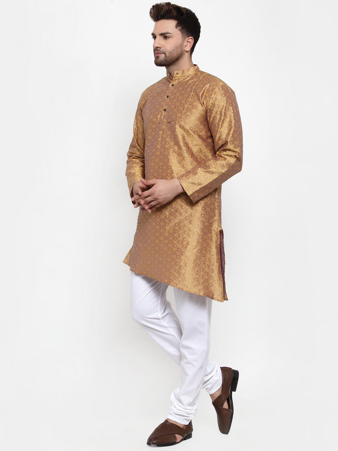 Golden Silk Geometric Party Kurtas
