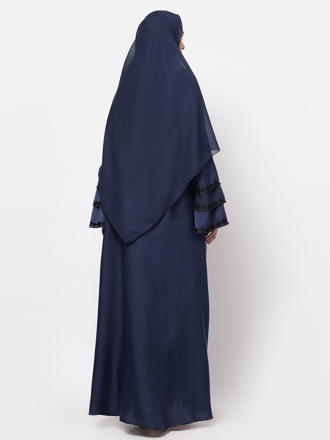 Klotthe Women Blue Embellished Burqa With Scarves