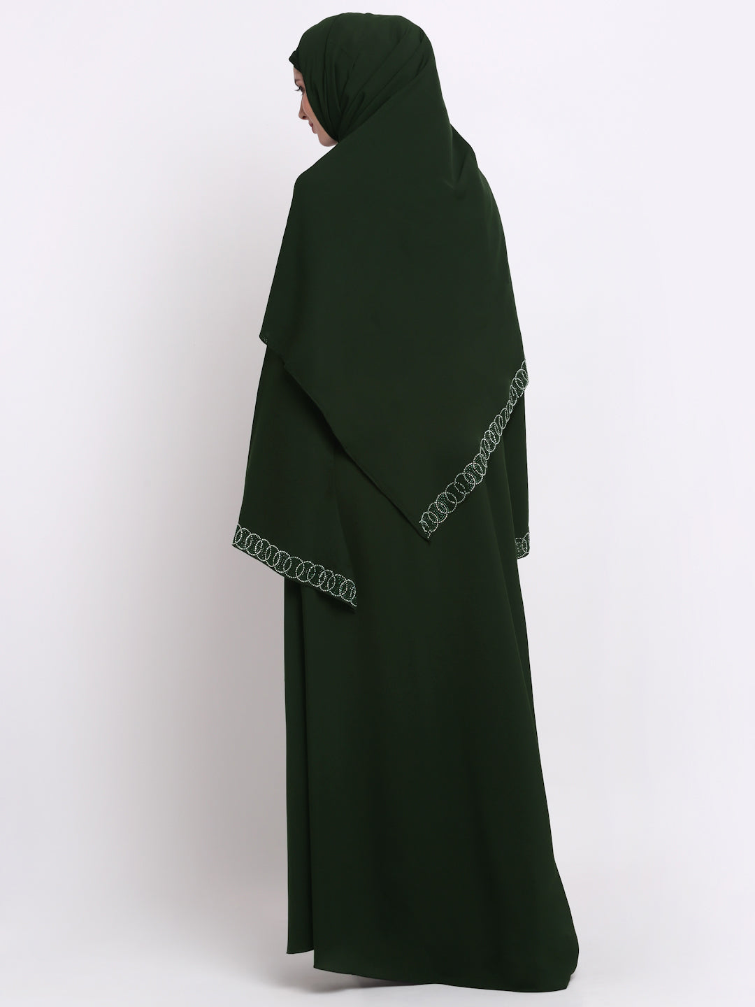 Klotthe Women Green Embellished Burqa With Scarves