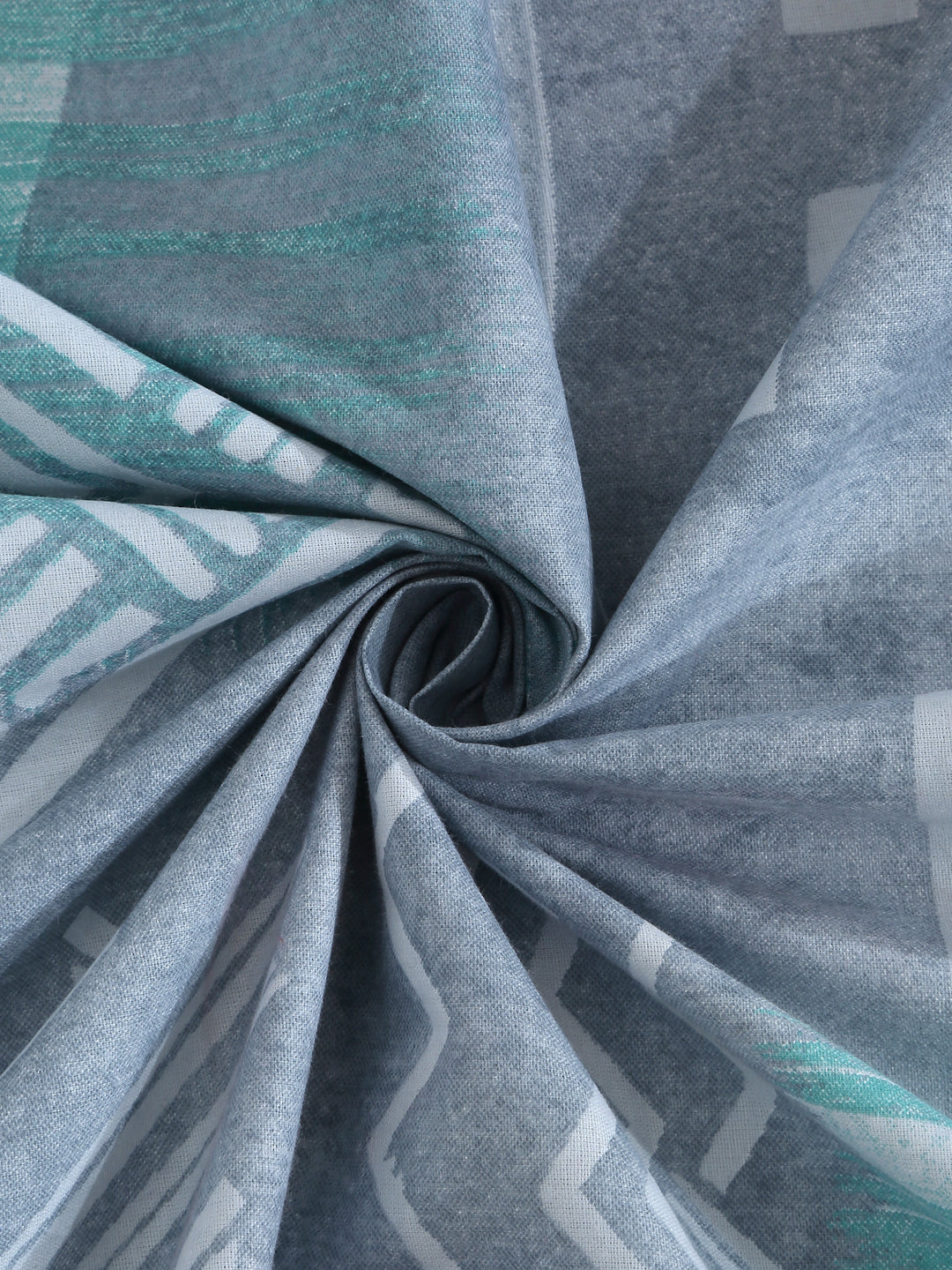 Klotthe Blue Geometric 400 TC Pure Cotton Double Bedsheet with 2 Pillow Covers
