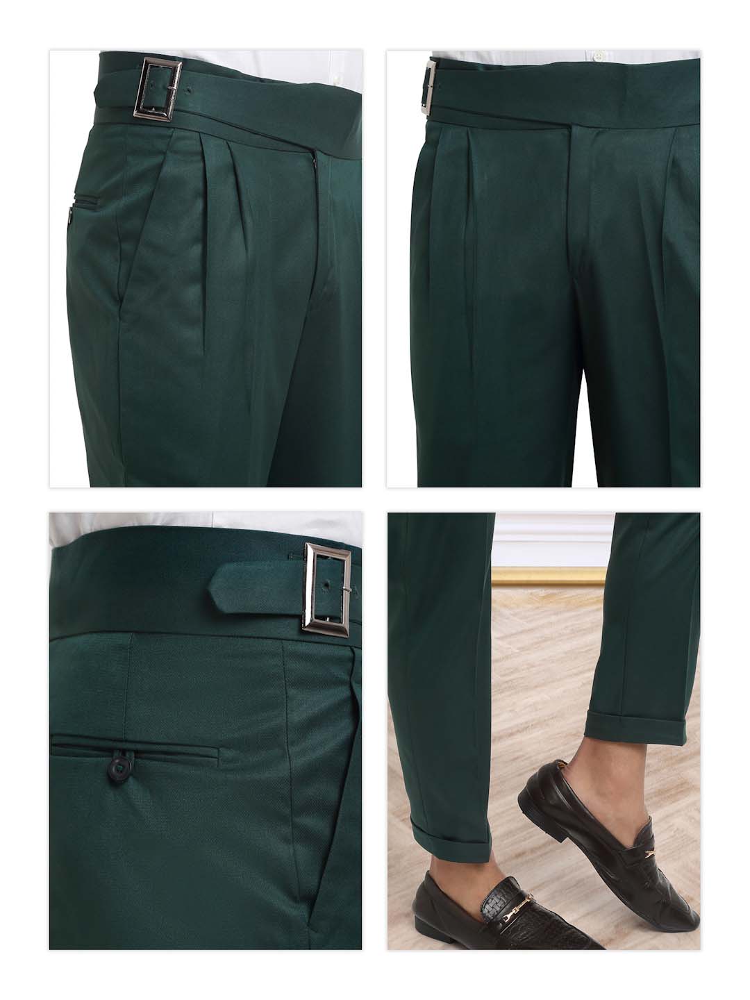 Italian Style Formal Gurkha Pant-BottleGreen