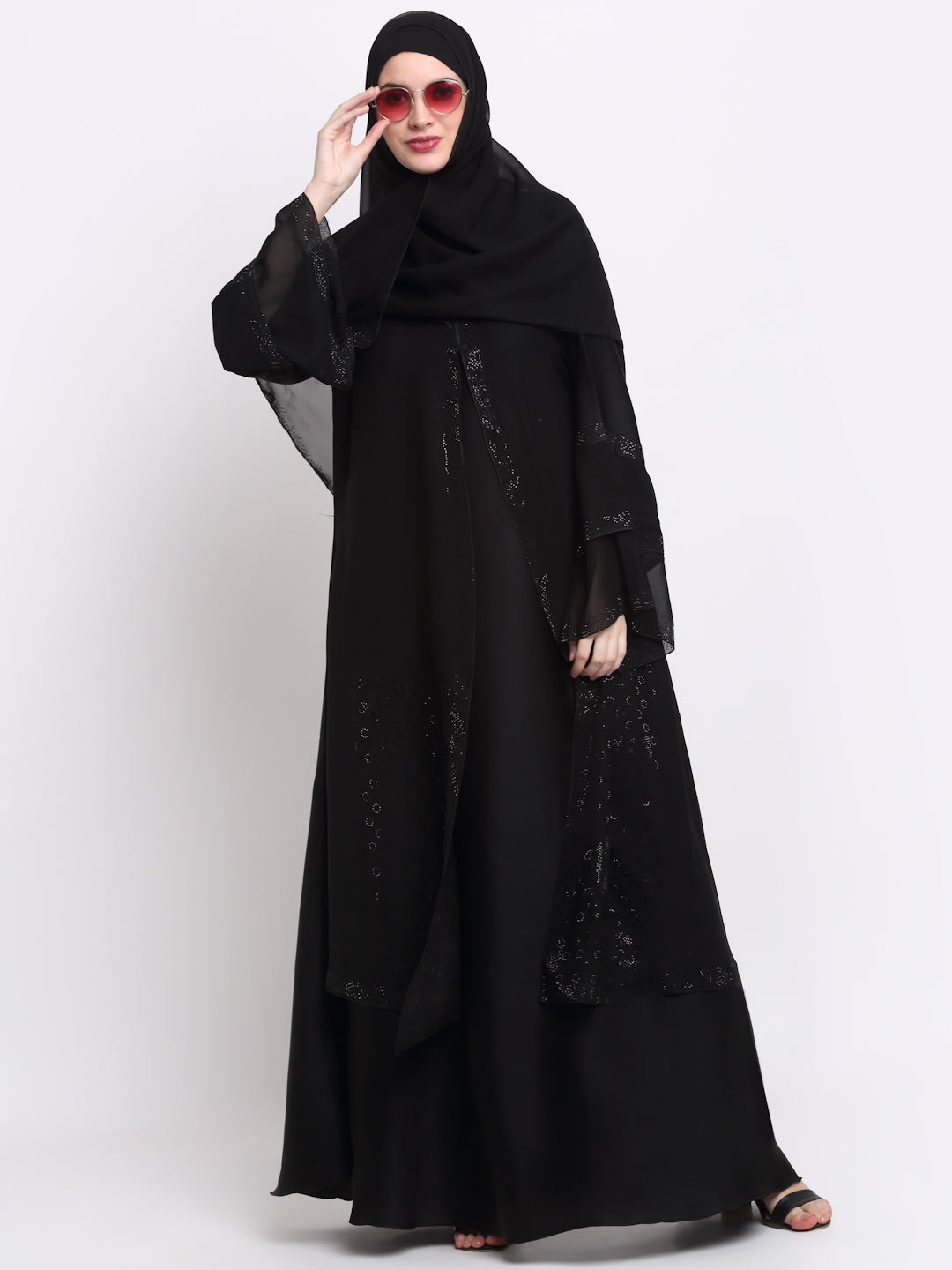 Klotthe Women Black Solid Burqa With Scarf