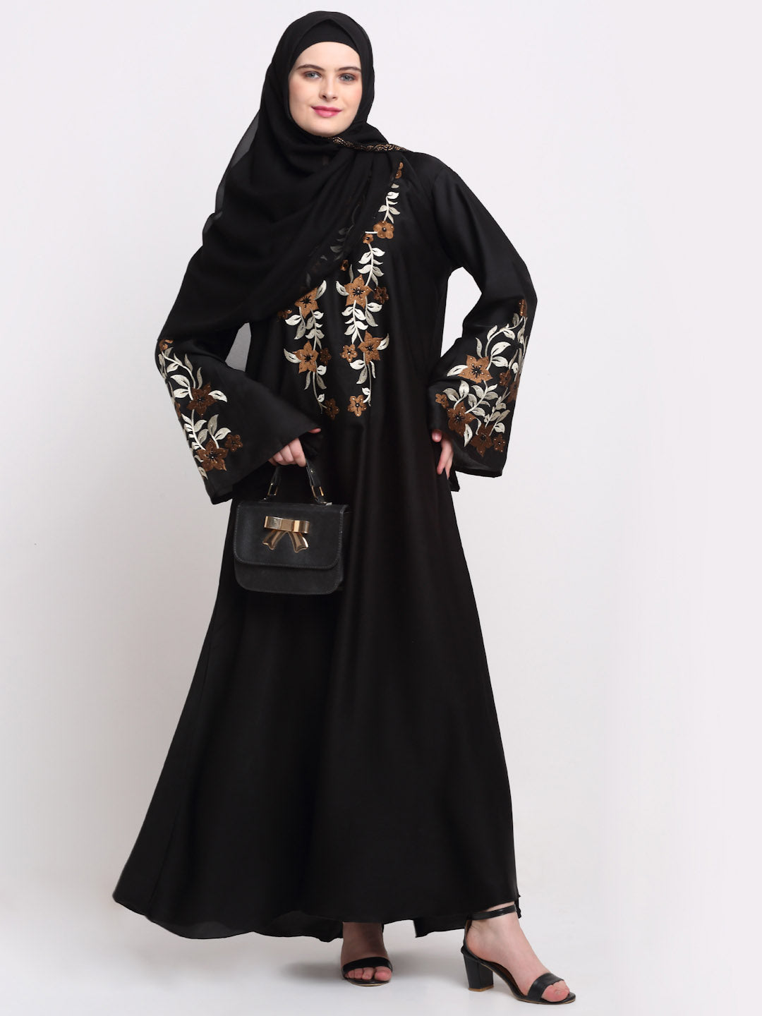 Klotthe Women Black Solid Burqa With Scarf