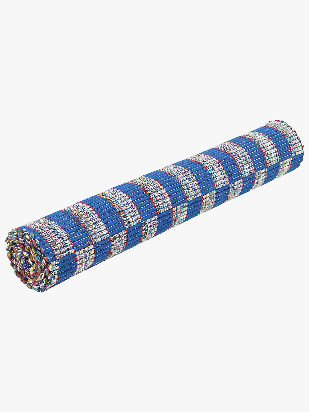 Klotthe Blue Rectangular Geometric Cotton Anti-Skid Rugs