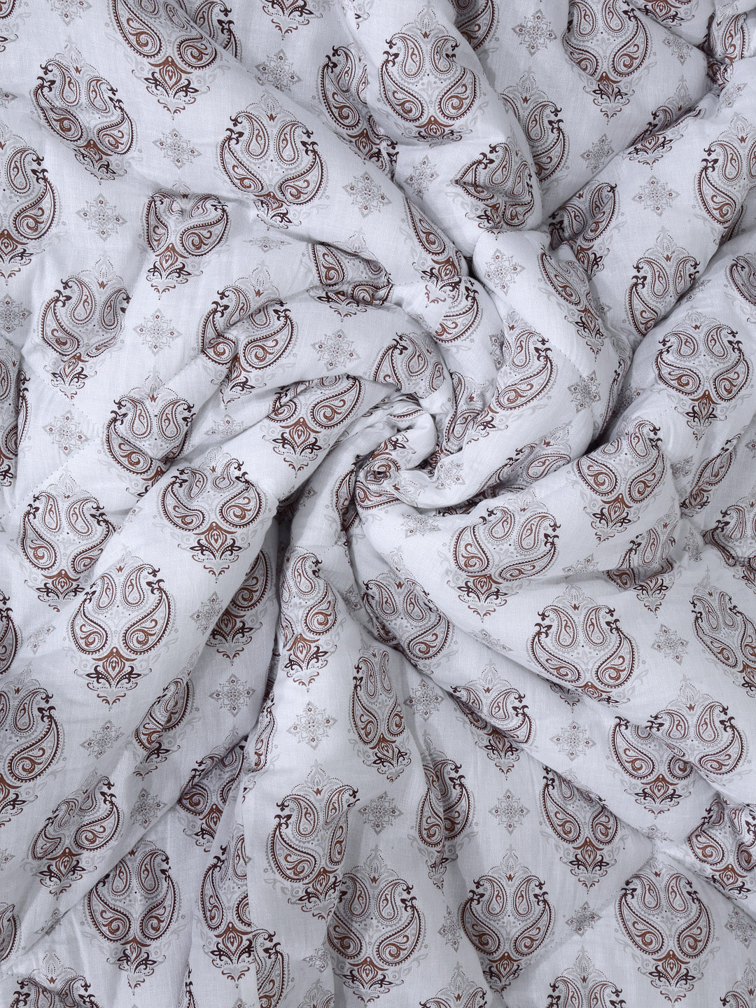 Klotthe Brown Ethnic Motifs Printed 600 GSM Mild Winter Jaypuri Double Bed Quilt
