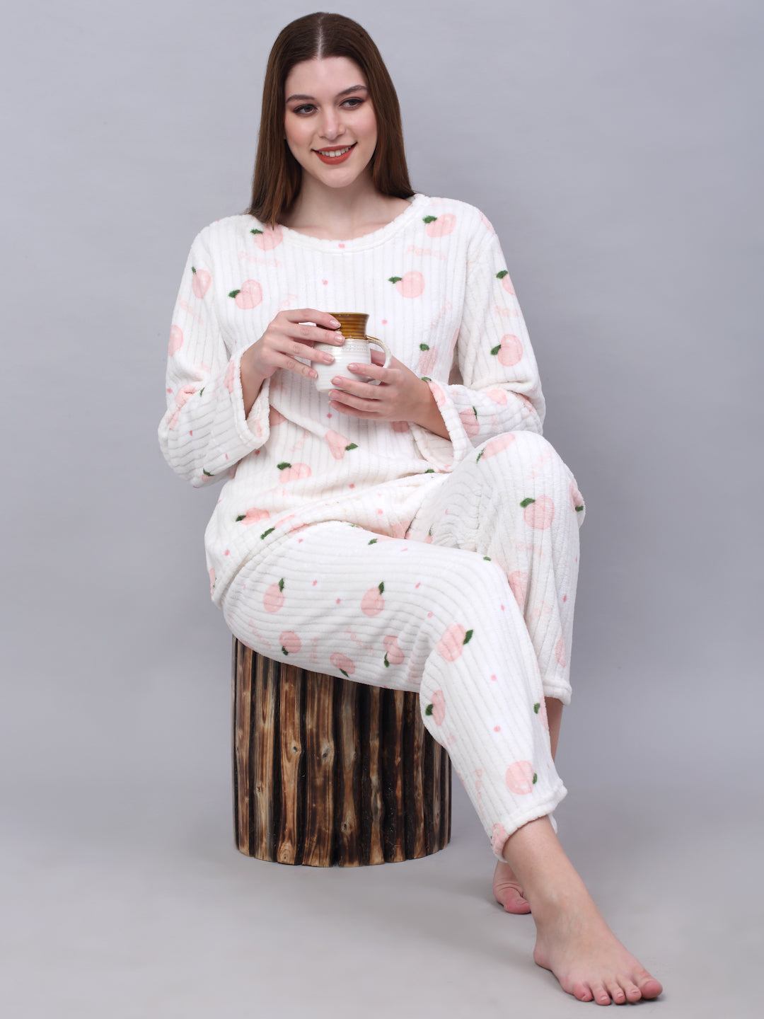 Woolen Fleece Winter Warm Night Suit for Women by KLOTTHE®