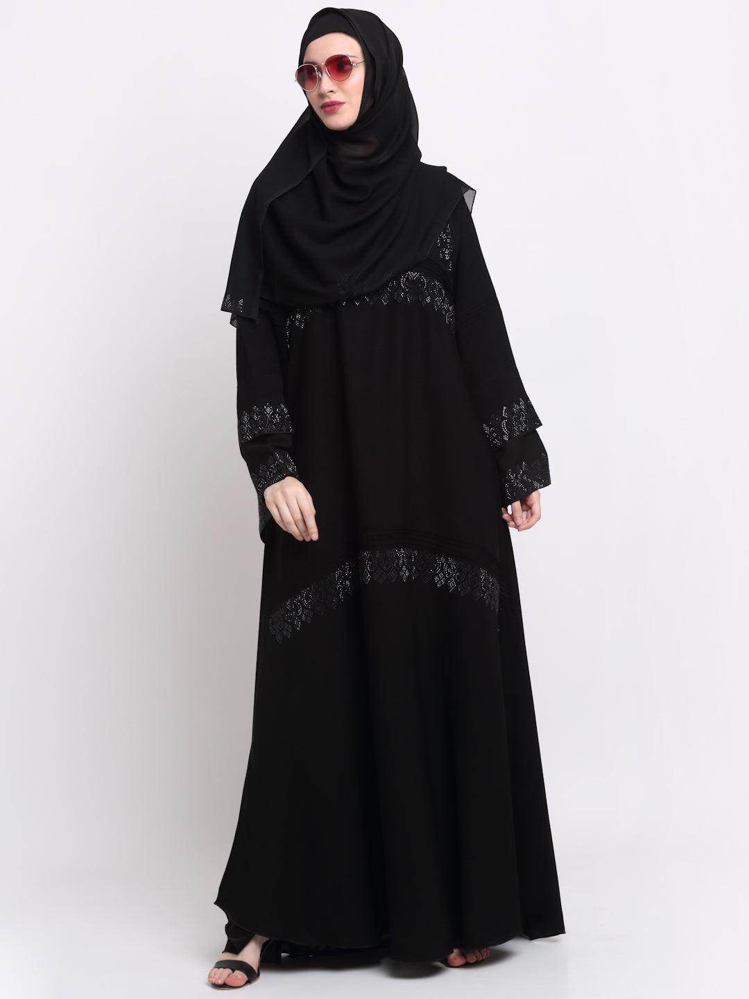 Klotthe Women Black Solid Burqa With Scarf