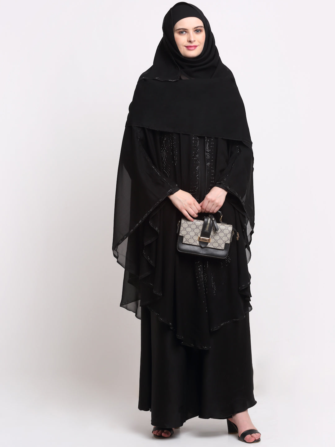 Klotthe Women Black Solid Burqa With Scarf