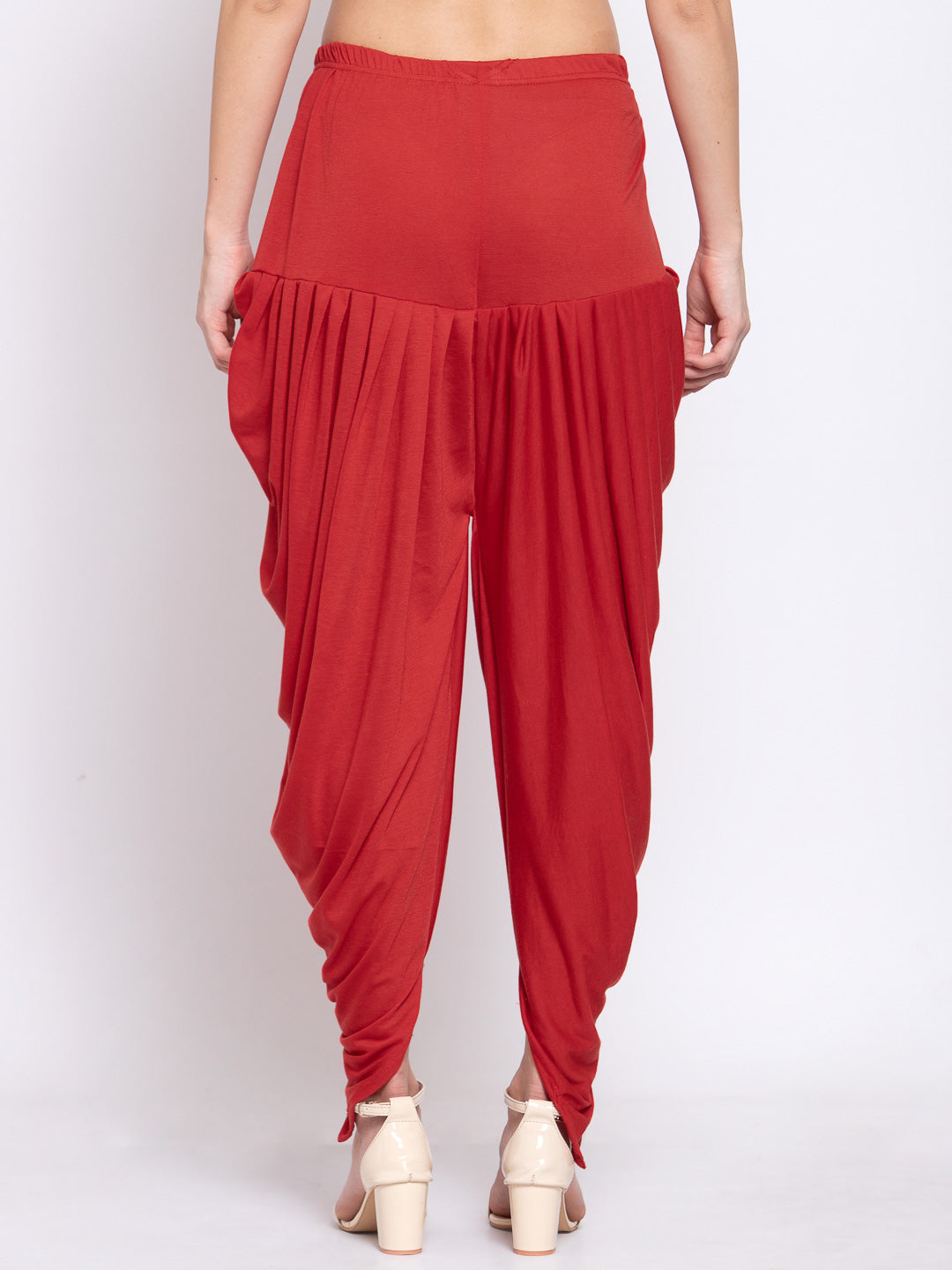 KLOTTHE Red Viscose Rayon Solid Dhoti Salwar