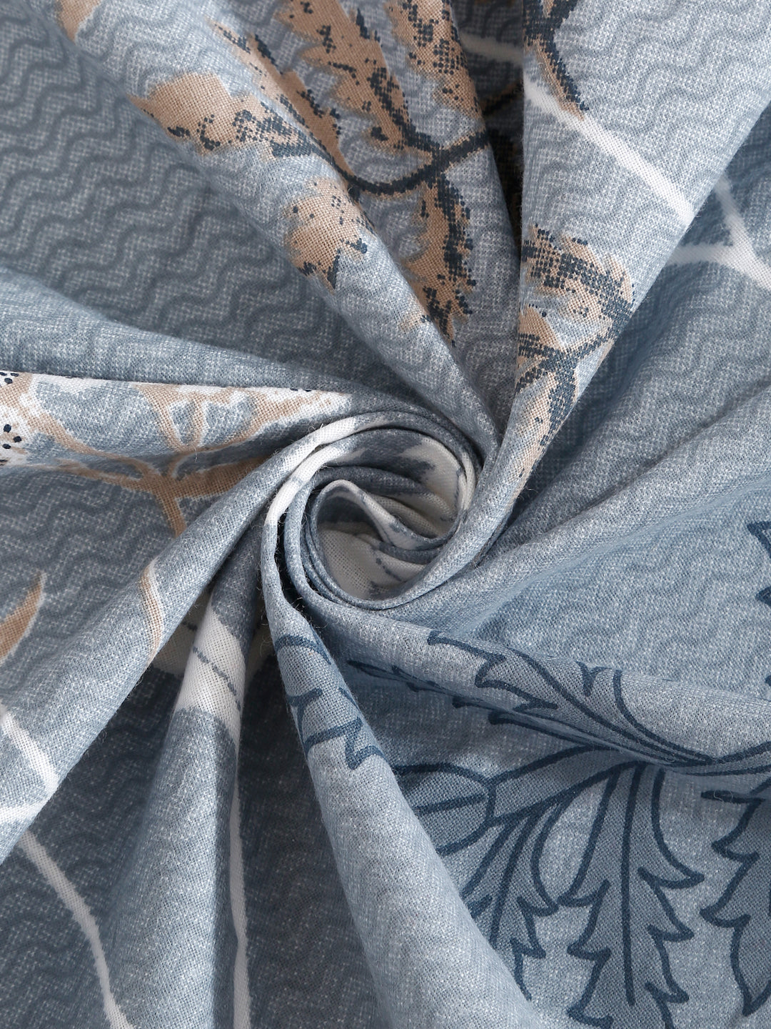 Klotthe Grey Floral 400 TC Pure Cotton Fitted Super King Double Bedsheet with 2 Pillow covers