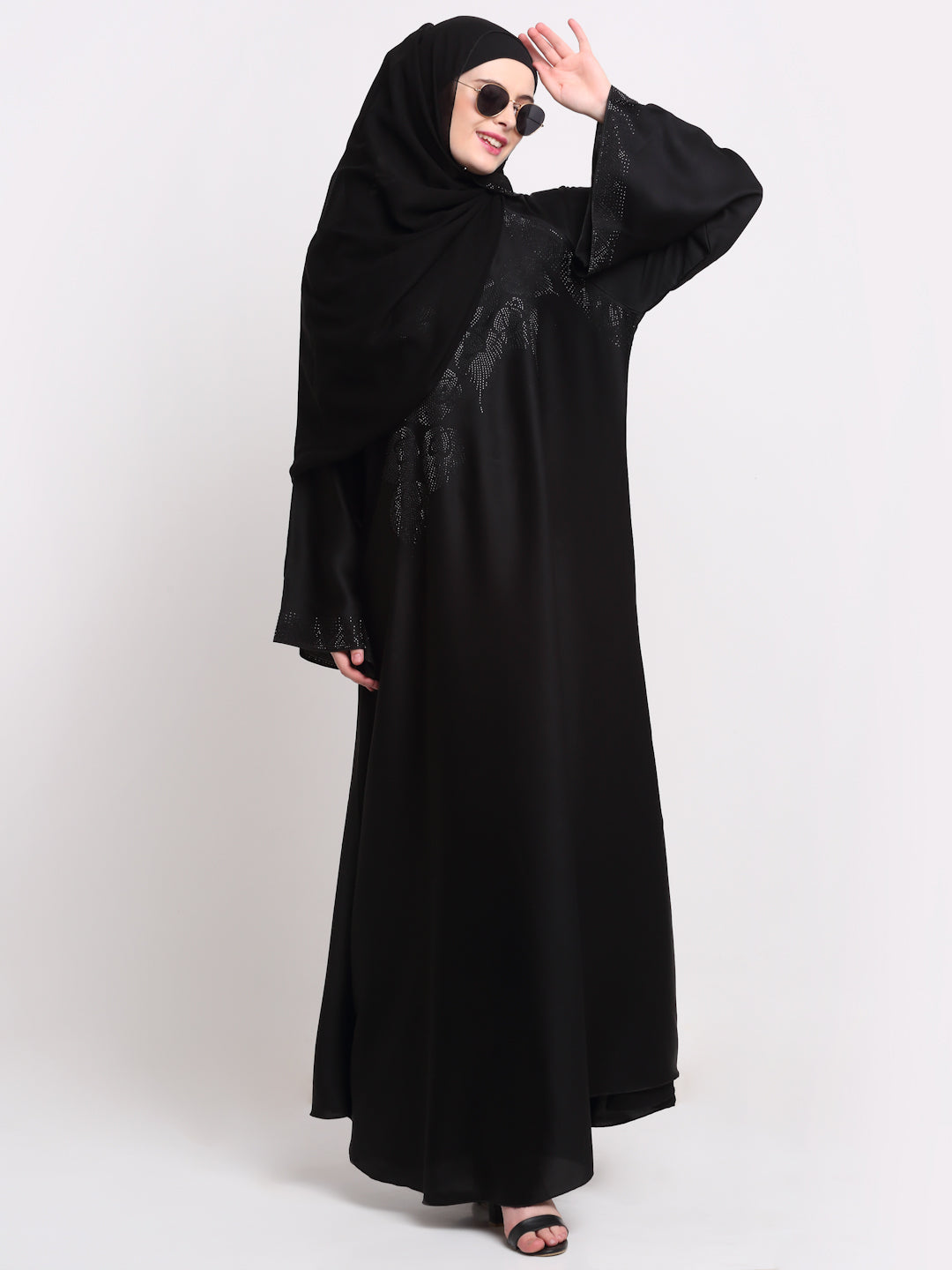 Klotthe Women Black Solid Burqa With Scarf