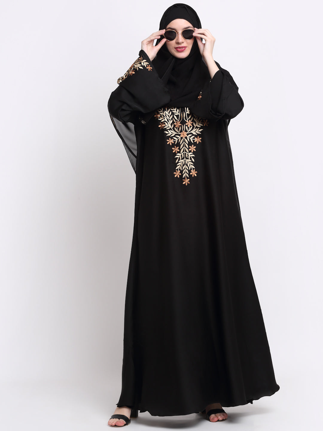Klotthe Women Black Solid Burqa With Scarf