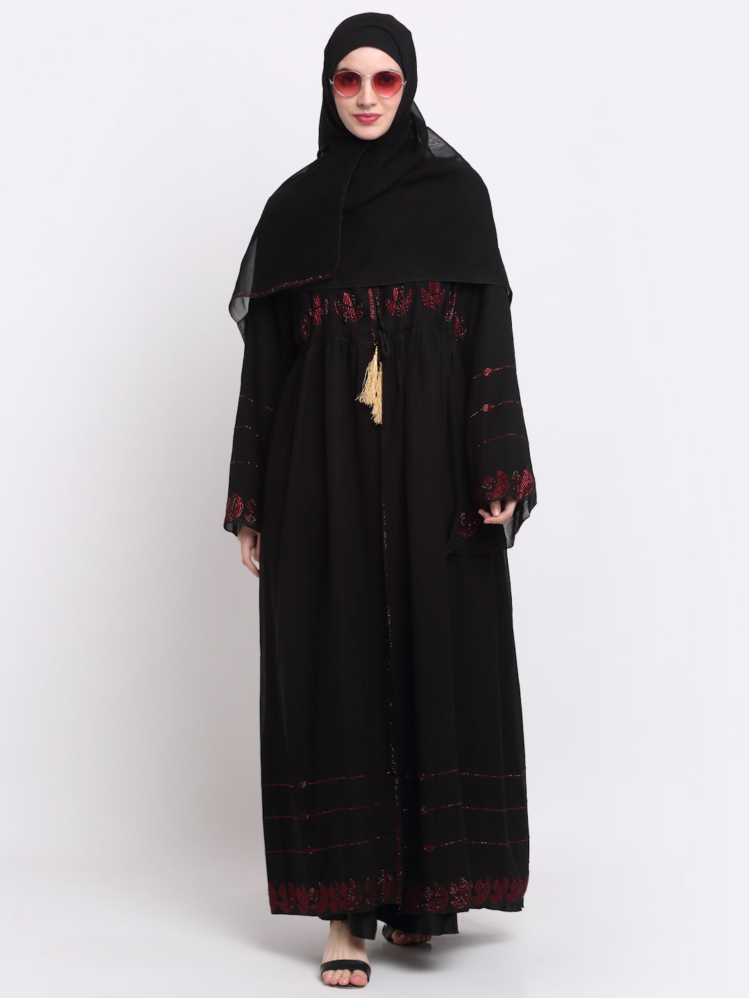 Klotthe Women Black Solid Burqa With Scarf