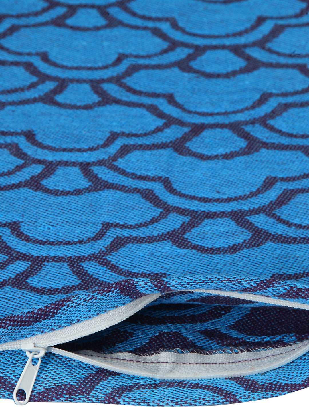 KLOTTHE Set of Five Blue Poly Cotton Cushion Covers With Microfibre Fillers (40X40 cm)
