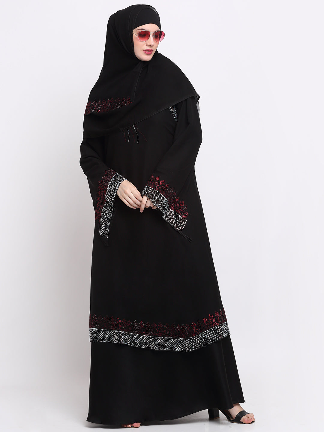Klotthe Women Black Solid Burqa With Scarf